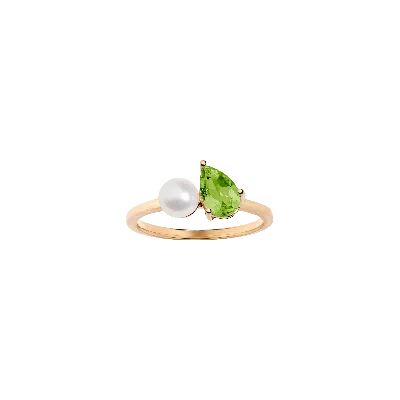 Aurate New York Pearl Toi Et Moi Ring - Green Peridot In Yellow