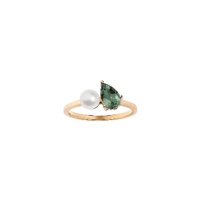 Aurate New York Pearl Toi Et Moi Ring - Green Tourmaline In Rose