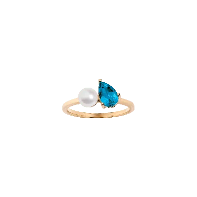 Aurate New York Pearl Toi Et Moi Ring - London Blue Topaz In Rose