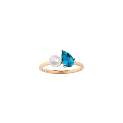 Aurate New York Pearl Toi Et Moi Ring - London Blue Topaz In White