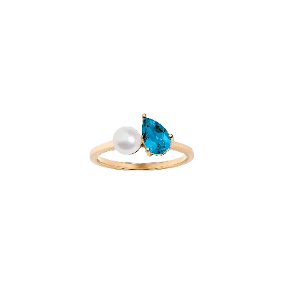 Aurate New York Pearl Toi Et Moi Ring - London Blue Topaz In Yellow