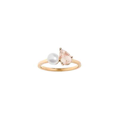 Aurate New York Pearl Toi Et Moi Ring - Pink Morganite In White