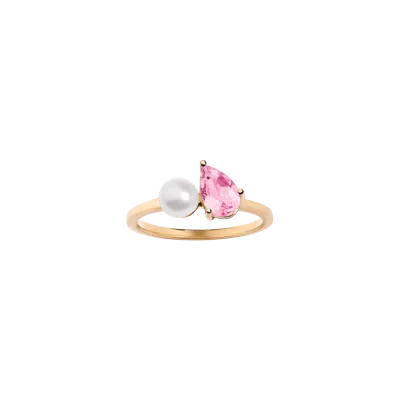Aurate New York Pearl Toi Et Moi Ring - Pink Sapphire In White