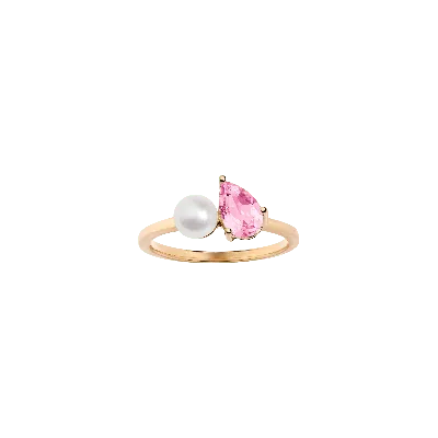 Aurate New York Pearl Toi Et Moi Ring - Pink Sapphire In Yellow