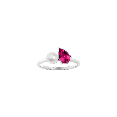 Aurate New York Pearl Toi Et Moi Ring - Red Ruby In White