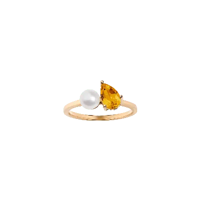 Aurate New York Pearl Toi Et Moi Ring - Yellow Citrine
