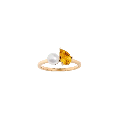Aurate New York Pearl Toi Et Moi Ring - Yellow Citrine In Rose