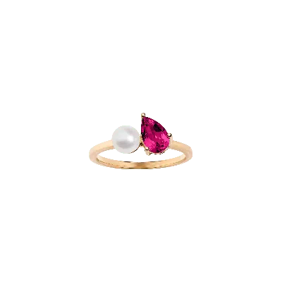 Aurate New York Pearl Toi Et Moi Ring - Red Ruby In Pink