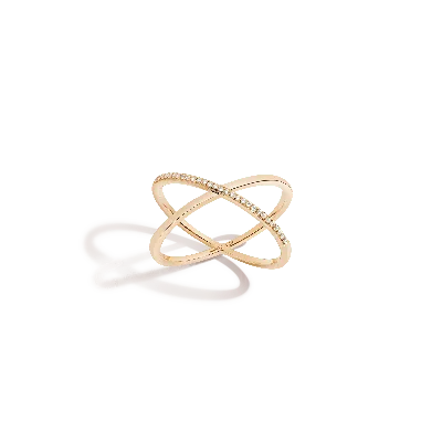 Aurate New York Petite Half Diamond X Ring In Yellow