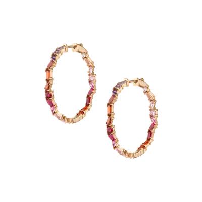 Aurate New York Pink Ombré Mixed Shape Hoop Earrings In Yellow