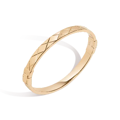 Aurate New York Quilted Gold Hinged Bracelet In White