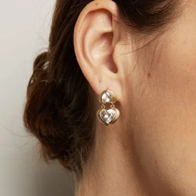 Aurate New York Radiant Heart Art Deco Drop Earrings In Yellow