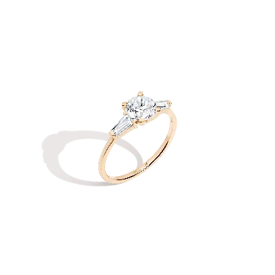 Aurate New York Round Diamond Tapered Baguette Diamond Ring (natural Diamond) In Rose
