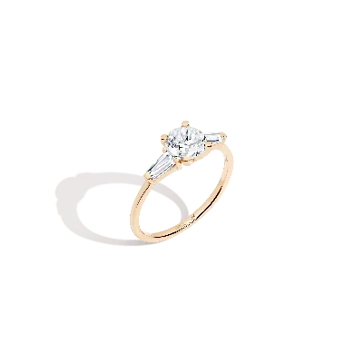 Aurate New York Round Diamond Tapered Baguette Diamond Ring In Yellow