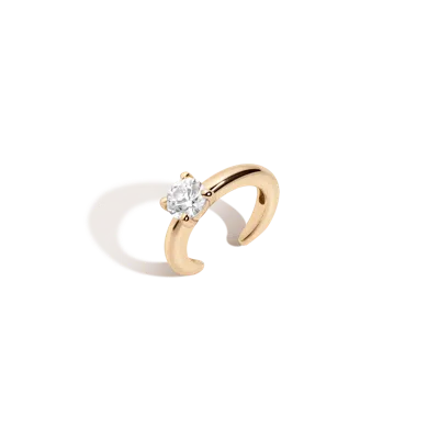 Aurate New York Round Lab Grown White Sapphire Solitaire Ear Cuff In Yellow