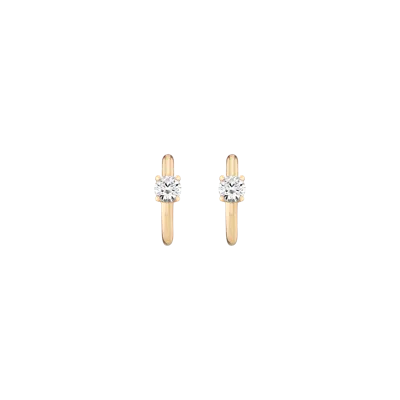 Aurate New York Round Lab Grown White Sapphire Solitaire Huggie Earrings In Yellow