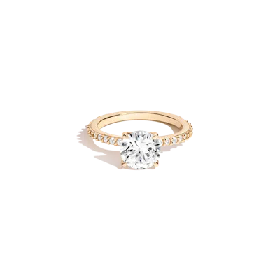 Aurate New York Round Lab Grown White Sapphire Solitaire Pavé Ring In Yellow