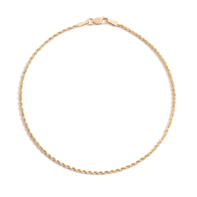 Aurate New York Small Rope Chain Anklet In Yellow