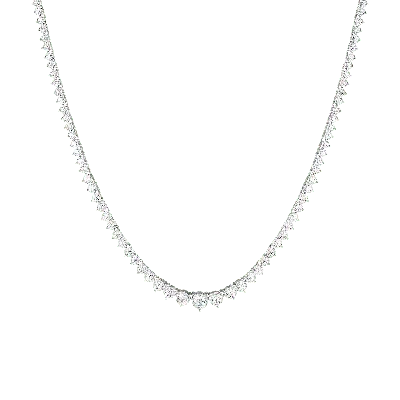 Aurate New York Three-prong Graduated Tennis Necklace In White