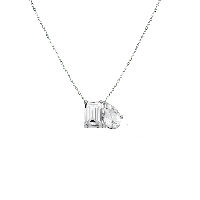 Aurate New York Toi Et Moi Gemstone Classic Necklace - Peridot & Blue Sapphire In White