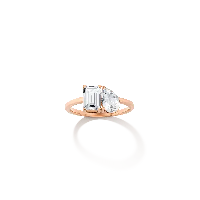 Aurate New York Toi Et Moi Gemstone Classic Ring - White Topaz & London Blue Topaz In Gold