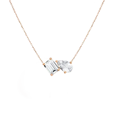 Aurate New York Toi Et Moi Gemstone Heirloom Necklace - Amethyst & White Topaz In Pink