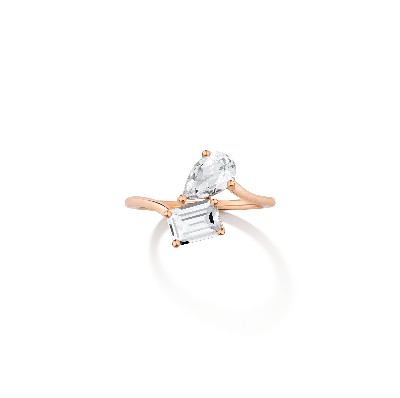 Aurate New York Toi Et Moi Gemstone Heirloom Ring - Green Emerald & Red Ruby In Pink