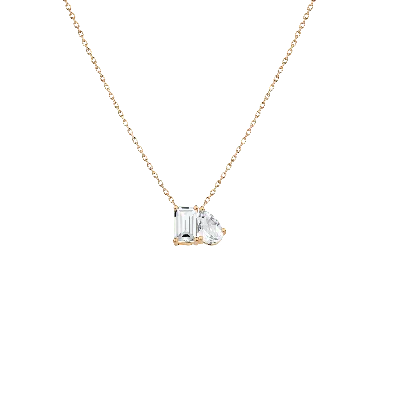Aurate New York Toi Et Moi Gemstone Mini Classic Necklace - Blue Sapphire & Green Emerald In Yellow