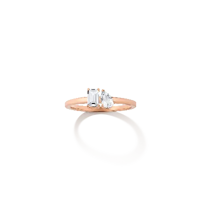 Aurate New York Toi Et Moi Gemstone Mini Classic Ring - White Topaz & Morganite In Pink
