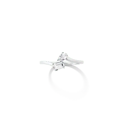 Aurate New York Toi Et Moi Gemstone Mini Heirloom Ring - Aquamarine & White Topaz