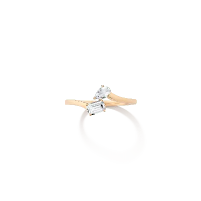 Aurate New York Toi Et Moi Gemstone Mini Heirloom Ring - Green Emerald & White Topaz In Yellow