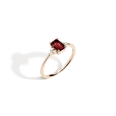 Aurate New York Vintage-inspired Emerald Cut Ring (garnet) In Yellow