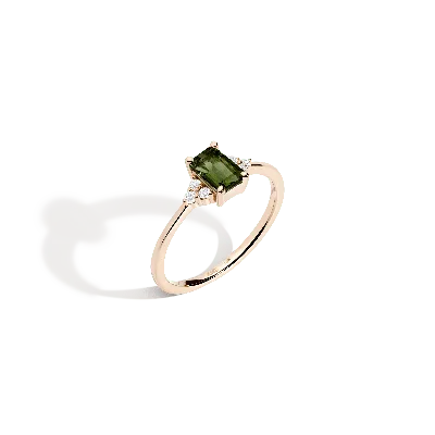 Aurate New York Vintage-inspired Emerald Cut Ring (green Tourmaline) In Rose