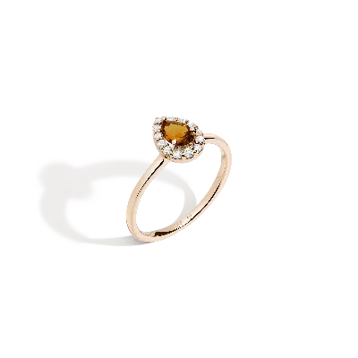 Aurate New York Vintage-inspired Pear Cut Ring - Citrine In Rose
