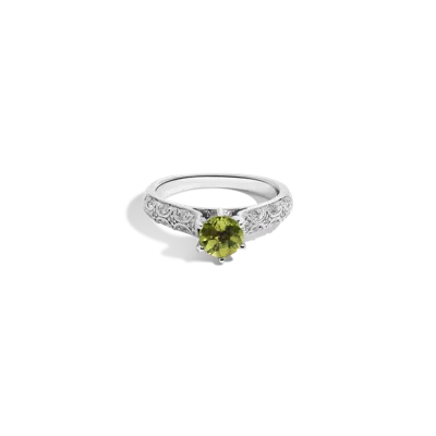 Aurate New York Vintage Six Prong Peridot And Diamond Ring In Metallic