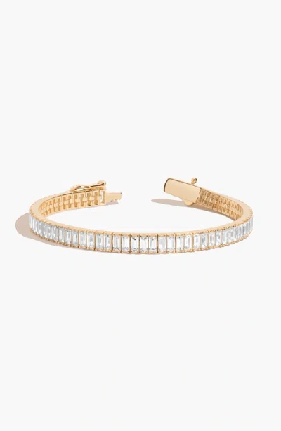 Aurate New York White Sapphire Baguette Tennis Bracelet 12ct In Gold