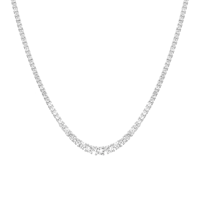 Aurate New York Lab Grown White Sapphire Graduated Modern Tennis Necklace In Metallic