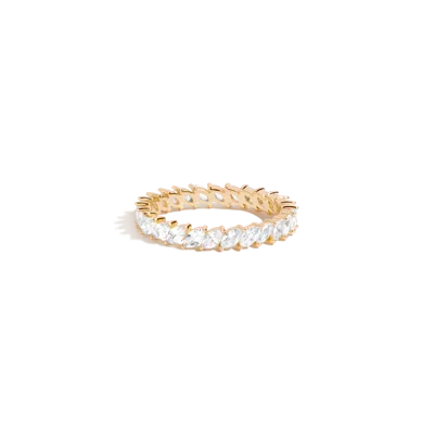 Aurate New York White Sapphire Marquise Eternity Ring In Yellow