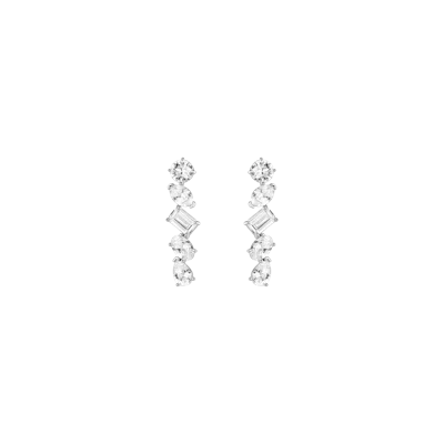 Aurate New York White Sapphire Mixed Shape Tennis Earrings In Yellow