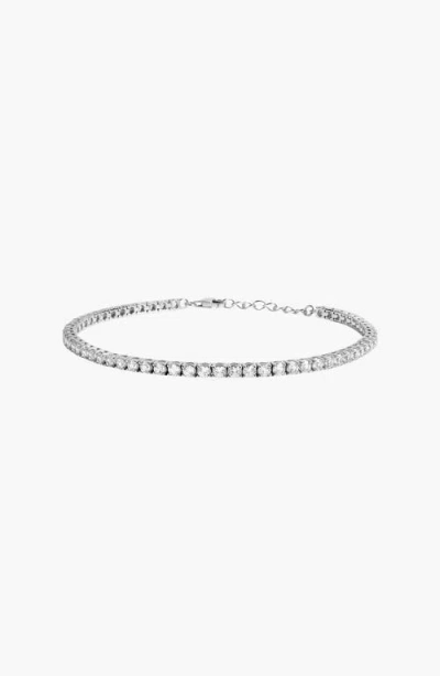 Aurate New York White Sapphire Tennis Anklet In Neutral