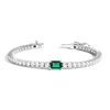 AURATE NEW YORK AURATE NEW YORK WHITE SAPPHIRE TENNIS BRACELET WITH EMERALD