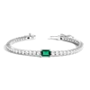 Aurate New York White Sapphire Tennis Bracelet With Emerald In White
