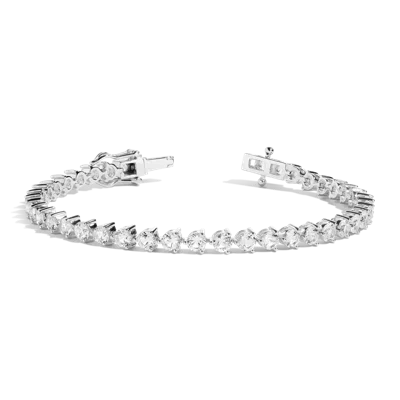 Aurate New York White Sapphire Three-prong Tennis Bracelet In Yellow