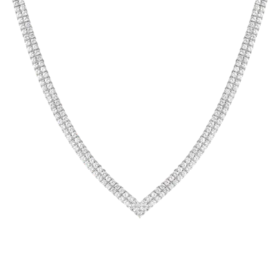 Aurate New York White Sapphire V Shape Tennis Necklace