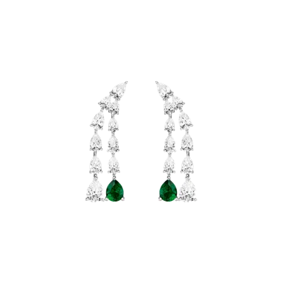Aurate New York White Sapphire Waterfall Earrings With Emerald