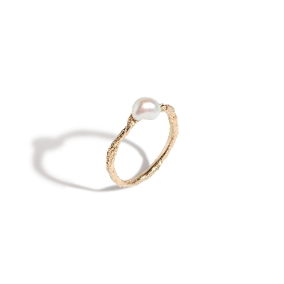 Aurate New York X Kerry: Venus Organic Pearl Gold Ring In Yellow