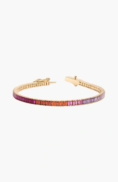 Aurate Pink Ombré Baguette Tennis Bracelet In Multi