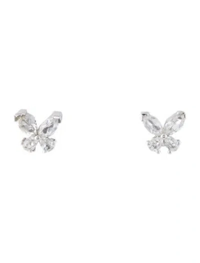 Pre-owned Aurate Synthetic Sapphire Butterfly Stud Earrings In Multi