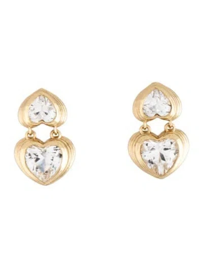 Pre-owned Aurate Synthetic Sapphire Heart Art Deco Drop Earrings In Multicolor