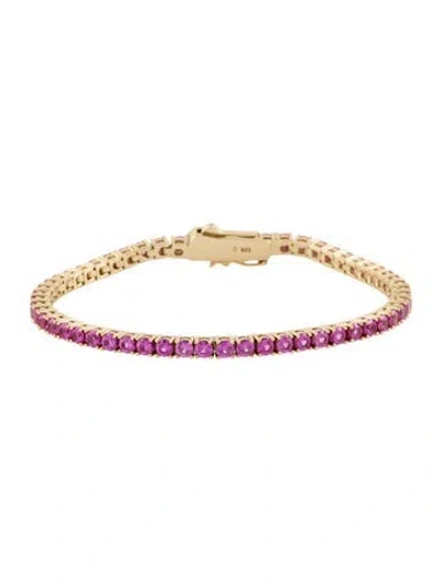 Pre-owned Aurate Synthetic Sapphire Tennis Bracelet, 6.5" In Multicolor